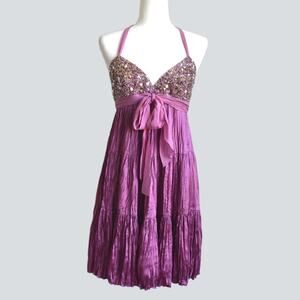 BCBGMAXAZRIA Women's 100% Silk Sequin & Pearls Decorated Dress Size 6